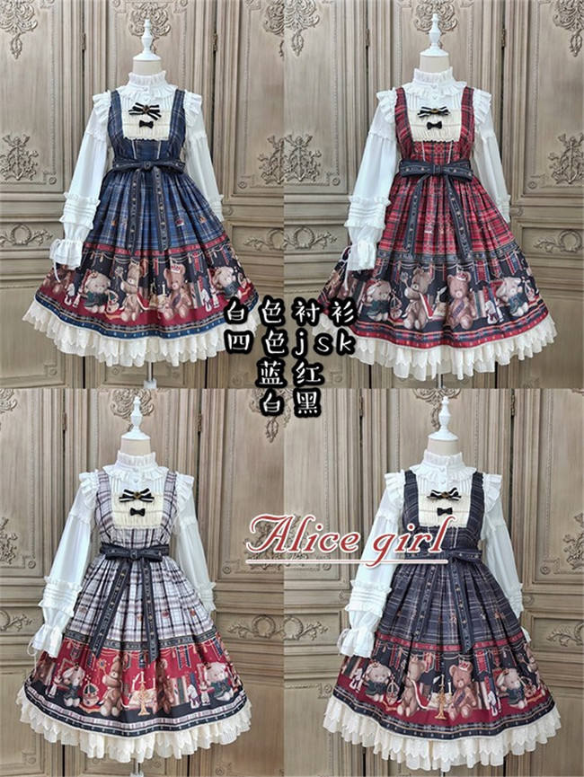 Alice Girl ~Gingham Teddy Lolita JSK -Pre-order