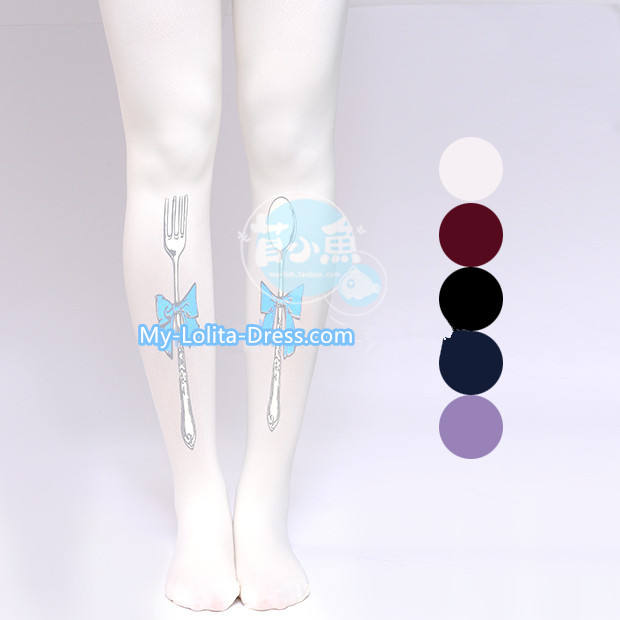 Mu Fish Knife and Forks Lolita Tights