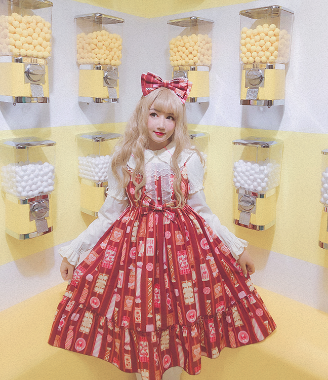 Diamond Honey ~Candy Store Sweet Lolita Jumper -3 Pink L in Stock