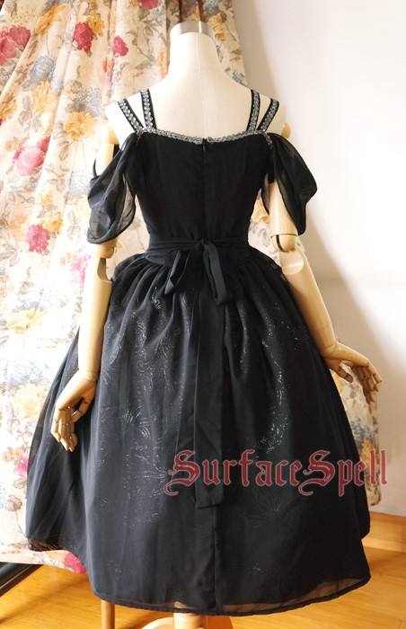 Surface Spell Gothic White Night Draped Chiffon OP
