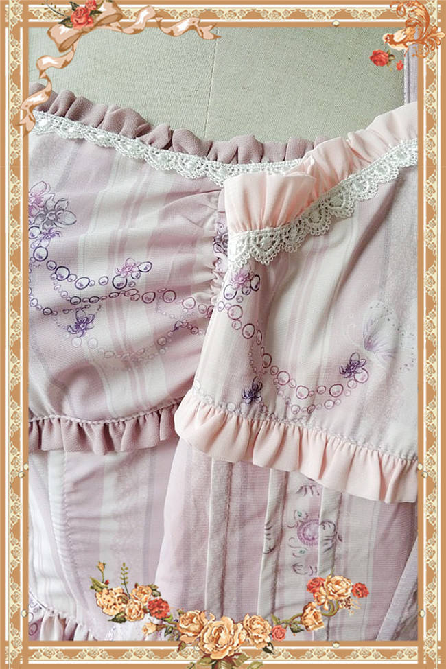 Maid's room~ Sweet Printed JSK Dress+Headbow -Ready In Stock