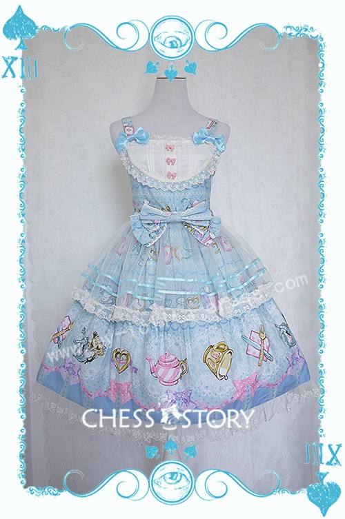 Chess Story Alice's Mad Tea Party Sweet Lolita Jumper Dress