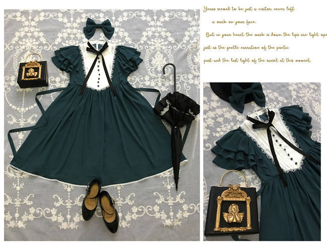 Memory of Floria~ Vintage Lolita OP Short/Long Version-Ready Made