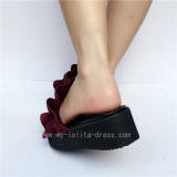Popular Wine Velvet Lolita Sandals for Girls
