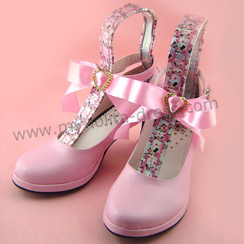 High Heel Sweet Pink Bow Lolita Shoes
