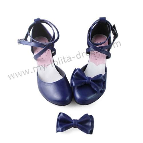 Navy Blue High Heel Girls Summer Lolita Sandals