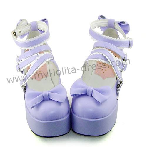 Purple Bow Straps Lolita Platform Shoes