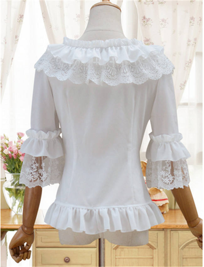 Sweet Lolita Flare Sleeves Blouse Black L - In Stock