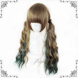 70cm Saddle Brown Green Curls Lolita Wig