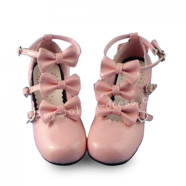 Sweet Pink Lolita Heels Shoes with Bows