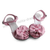 Matte Pink Flower Bow Girls Sweet Sandals