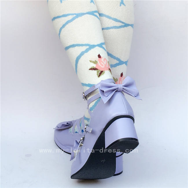 Black Glitter Bow Lolita Shoes