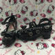 Sweet Glossy Black Lolita Heels Shoes with Bowknots
