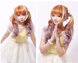Sweet Housemaid Brown Light Yellow Rosy Brown Long Curls Cosplay Wig OFF