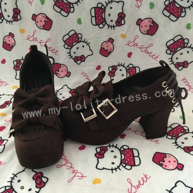 Sweet Coffee Velvet Lolita Heels Shoes