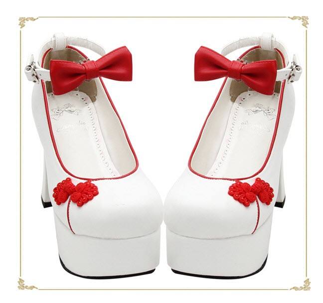 Angelic Imprint- Elegant Bow Embroidery Round/Square Heels Qi Lolita Shoes