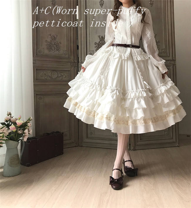 Little Dipper Camellia~ Sweet Lolita Underskirt Petticoat -Flexible Length -Ready Made