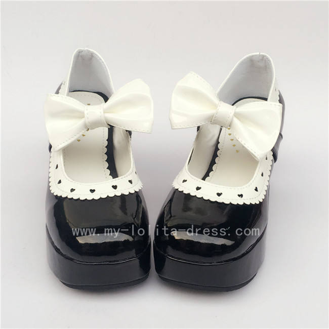Coffee Bow Lolita Heels Shoes