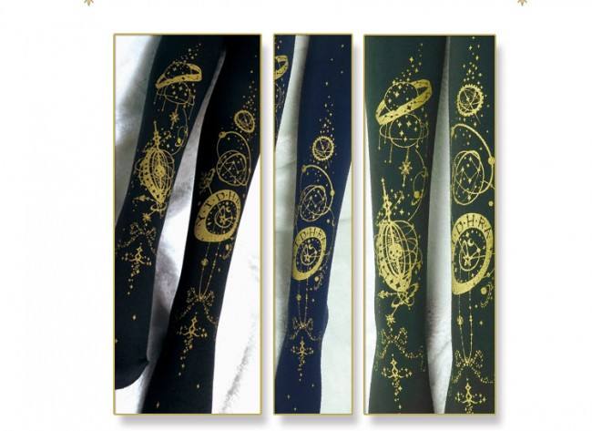 Yidhra -The Gate of Rolling Starry Star- Gold-stamping Lolita Tights