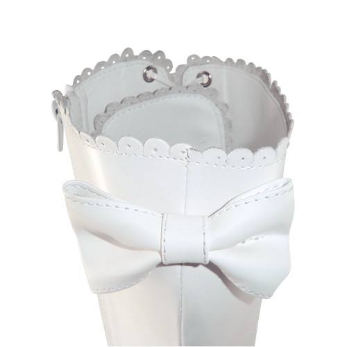 White Bows PU Lolita Boots