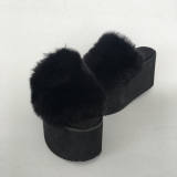 Black Imitate Bunny Furs Lolita High Platform Sandals