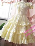 Yellow Lolita Ruffles OP Dress White Lace