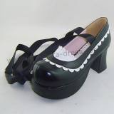 Black White Lolita Belt Shoes