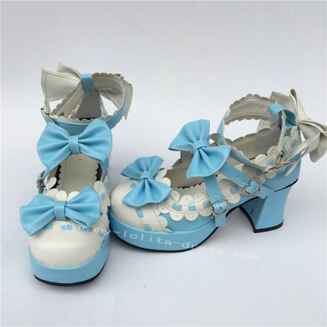 White Pink Square Heel Lolita Footwear