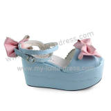 Open Tow Blue Lolita Sandals Pink Bows