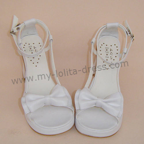 White Simplified Bow Lolita Sandals