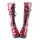 Wine Square Heel Boots