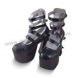 Black Four Straps High Heels Lolita Shoes