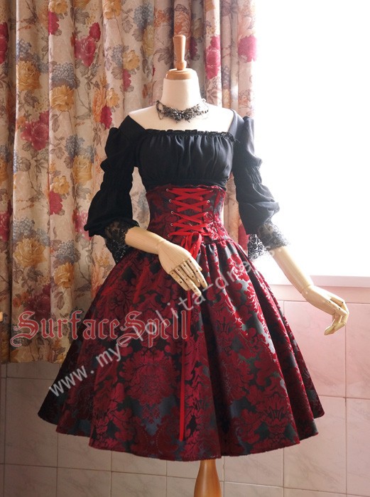 Surface Spell Dark Prints High Waist Lolita Skirt $69.99