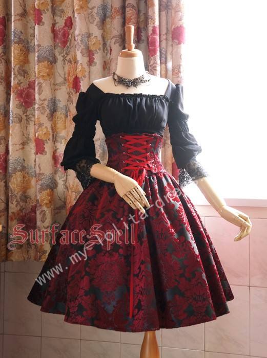 Surface Spell  Lady in Darkness  Obscure Fishbone High Waist Skirt