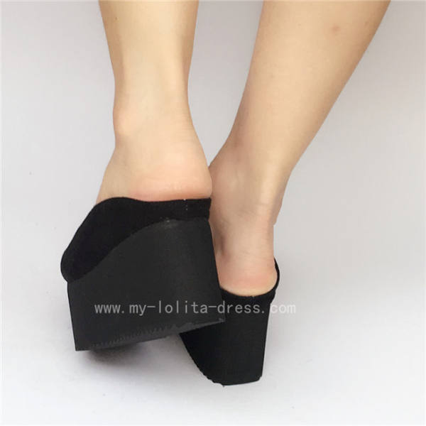 Unique Black Velvet Lolita Sandals for Girls