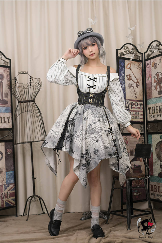 Junior Mechanic~ Classic Steam punk Lolita Blouse+Corset+Skirt Set -OUT