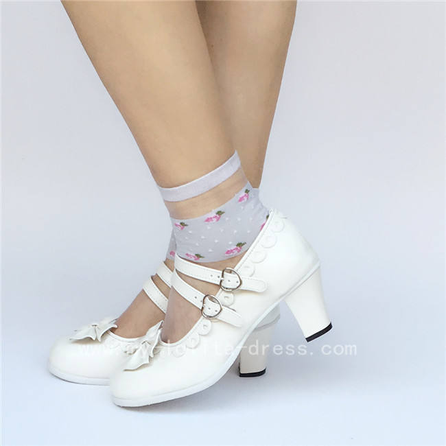 Double Straps Lolita Bows Shoes