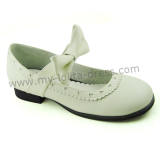 White Low Heel Bow Lolita Shoes