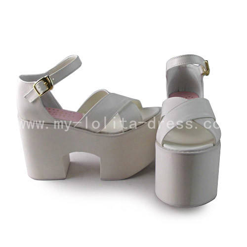 High Platform White Sweet Lolita Sandals