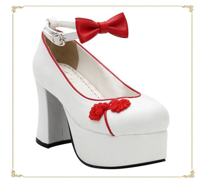 Angelic Imprint- Elegant Bow Embroidery Round/Square Heels Qi Lolita Shoes