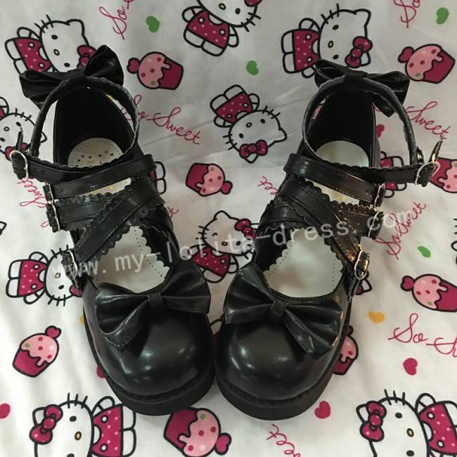 Purple Bow Straps Lolita Platform Shoes