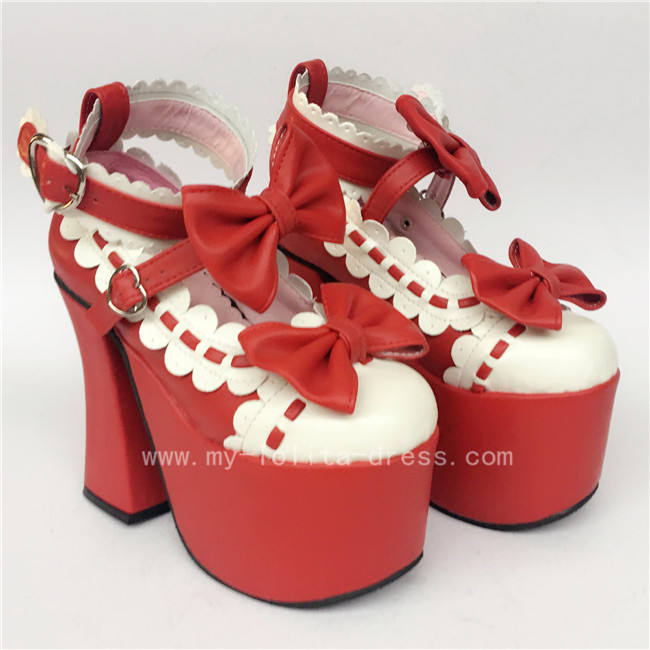Sweet Black White Lolita Square Heels Shoes