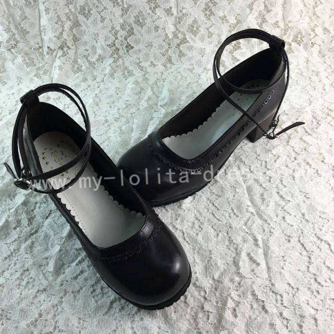 Gothic Matte Black Lolita Heels Shoes