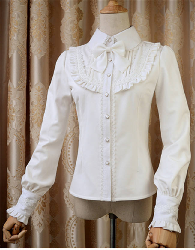 Elegant Thickening Thermal Lolita Lapel Blouse for Winter