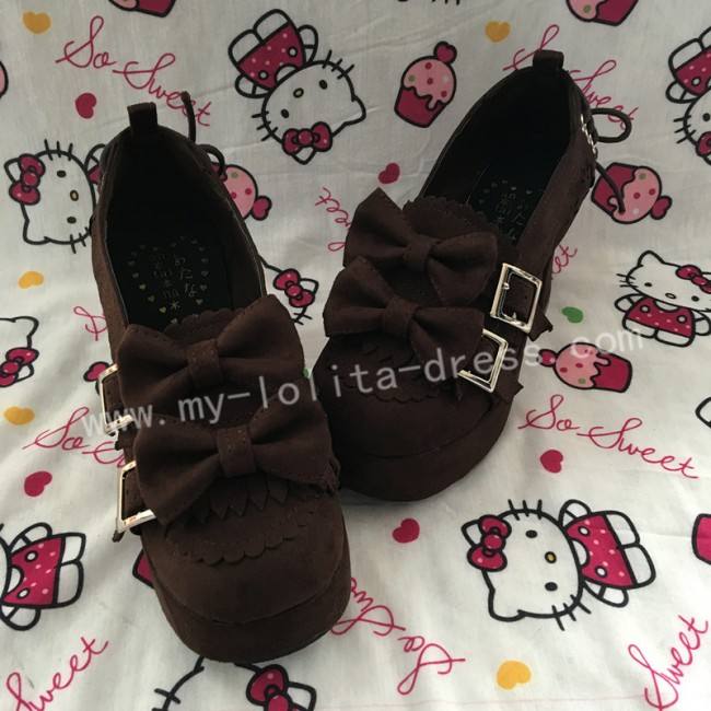 Sweet Coffee Velvet Lolita Heels Shoes
