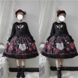Honey Honey Lolita ~ Chinese Pear-leaved Crabapple Little Red Riding Hood Lolita Normal Waist JSK -Pre-order Closed