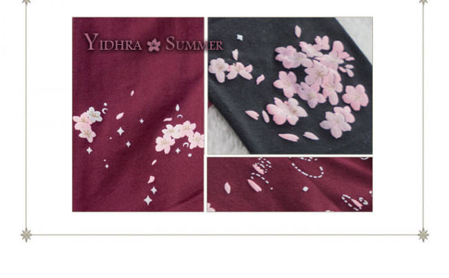 Yidhra -May Scarlet Rain-  Lolita Tights with Sakura Pattern