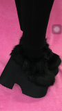 Sweet Black Imitate Fox Fur Lolita High Platform