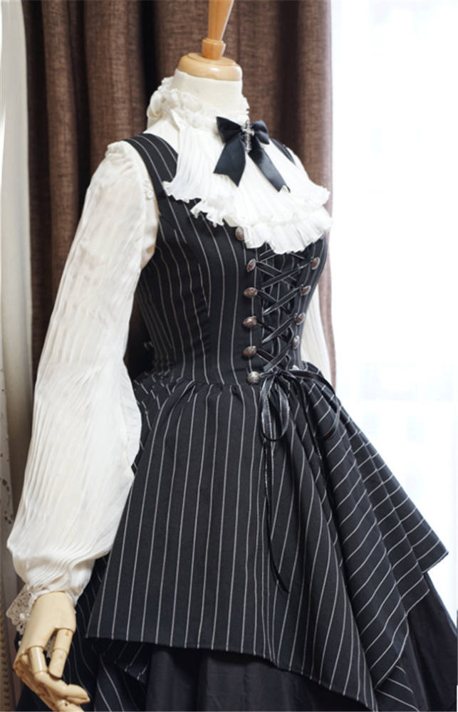 Gothic Stripe Irregular Hemline Lolita Jumper
