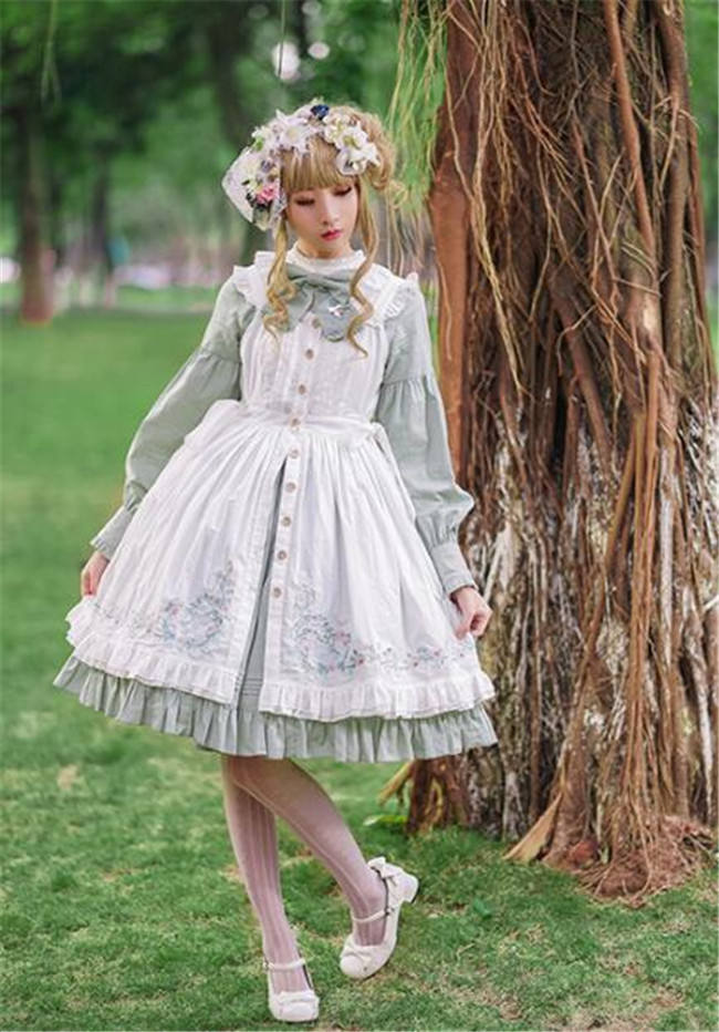 Rose Garden~ Vintage Embrodery Surface Layer Dress Both-sides Wear Ways